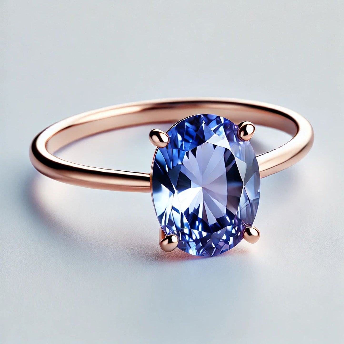 14K Gold Oval Gemstone Classic Solitaire Ring