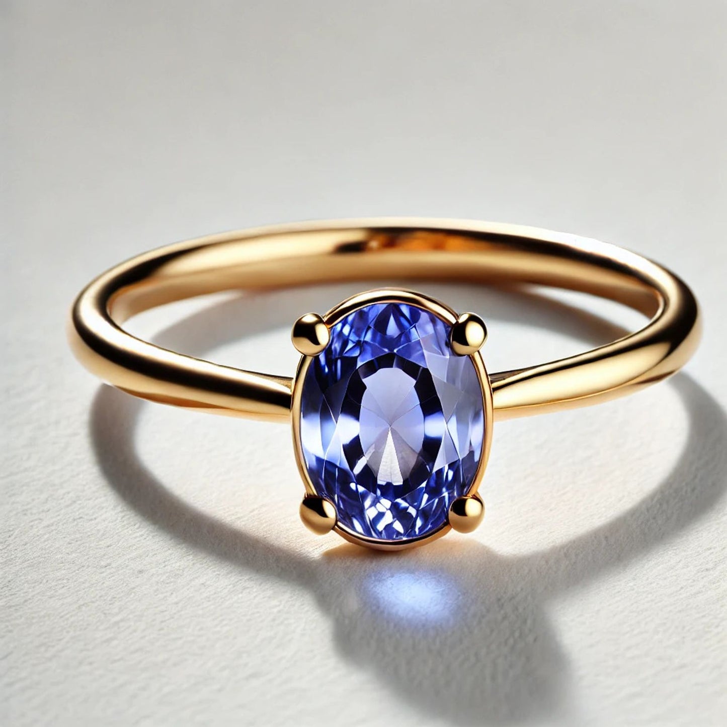 14K Gold Oval Gemstone Classic Solitaire Ring