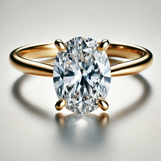 14K Gold Oval Gemstone Classic Solitaire Ring