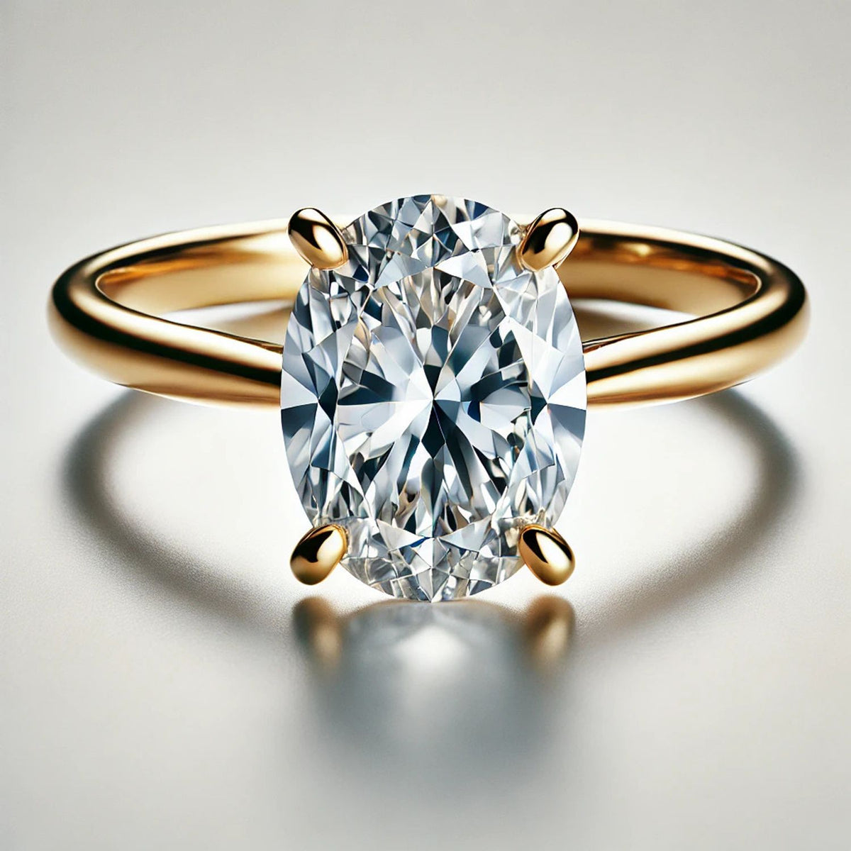 14K Gold Oval Gemstone Classic Solitaire Ring