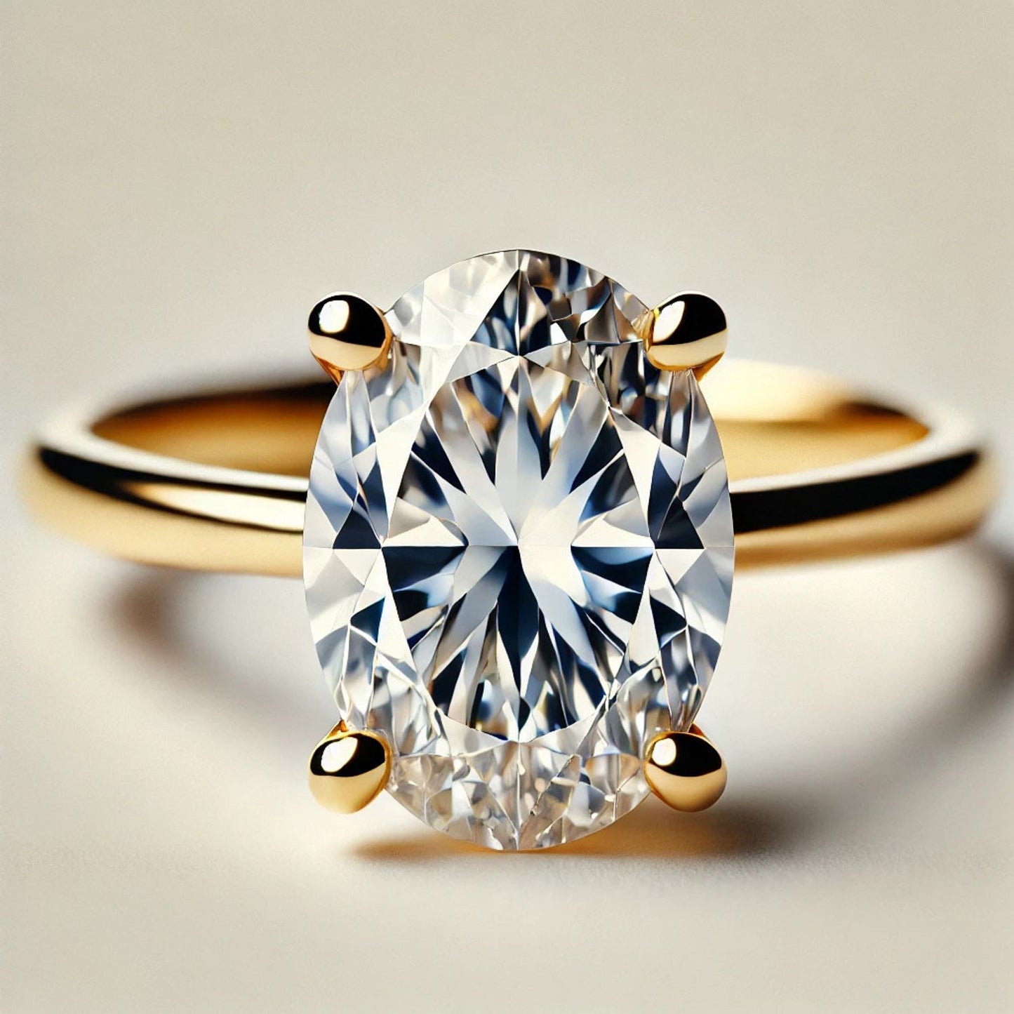 14K Gold Oval Gemstone Classic Solitaire Ring