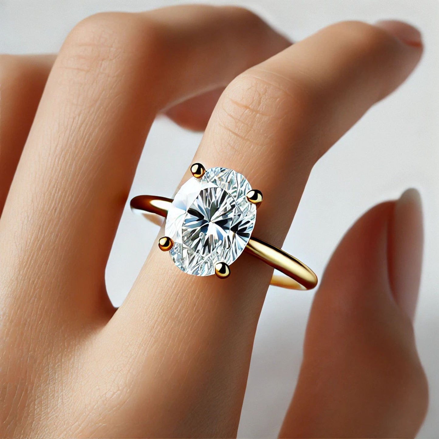 14K Gold Oval Gemstone Classic Solitaire Ring