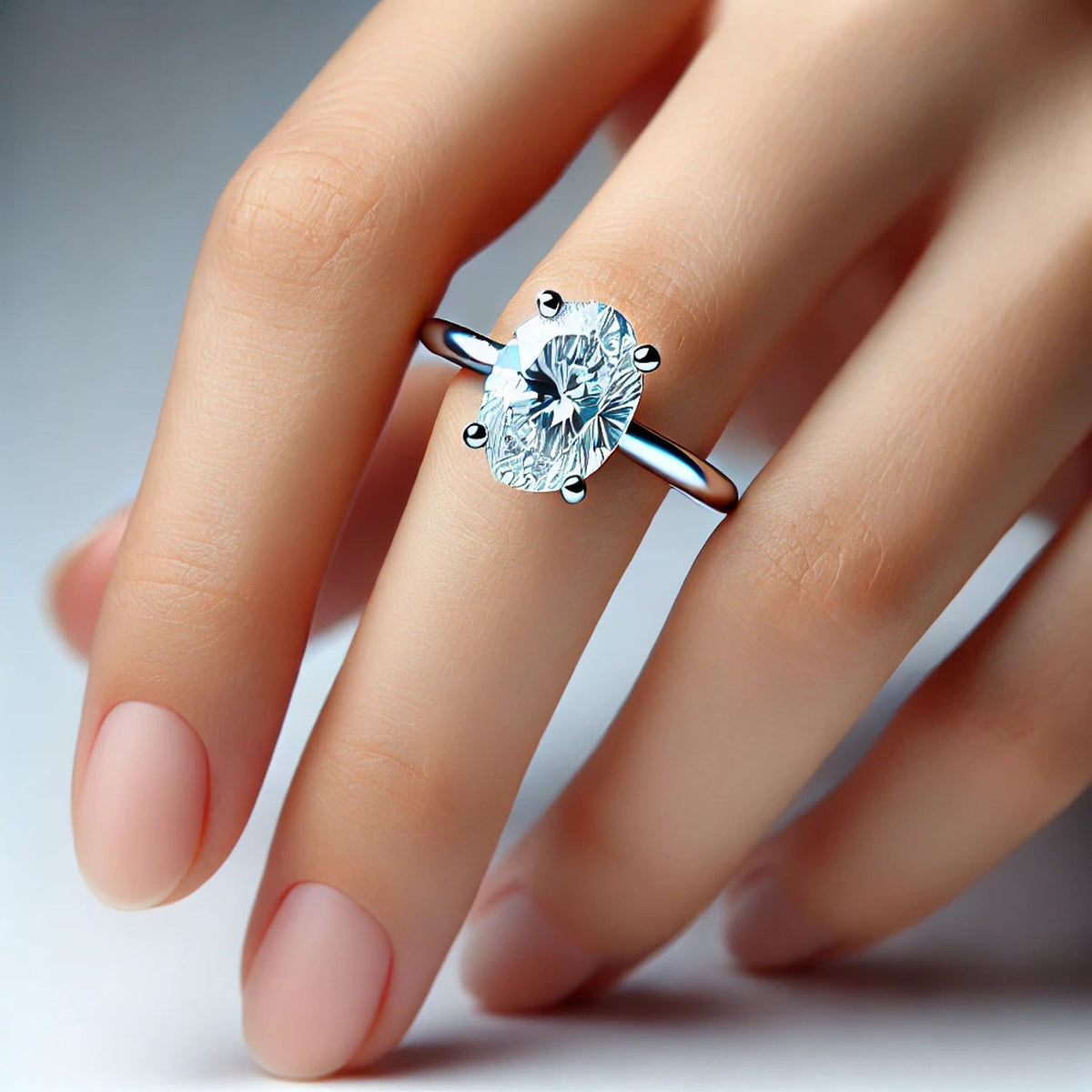 14K Gold Oval Gemstone Classic Solitaire Ring