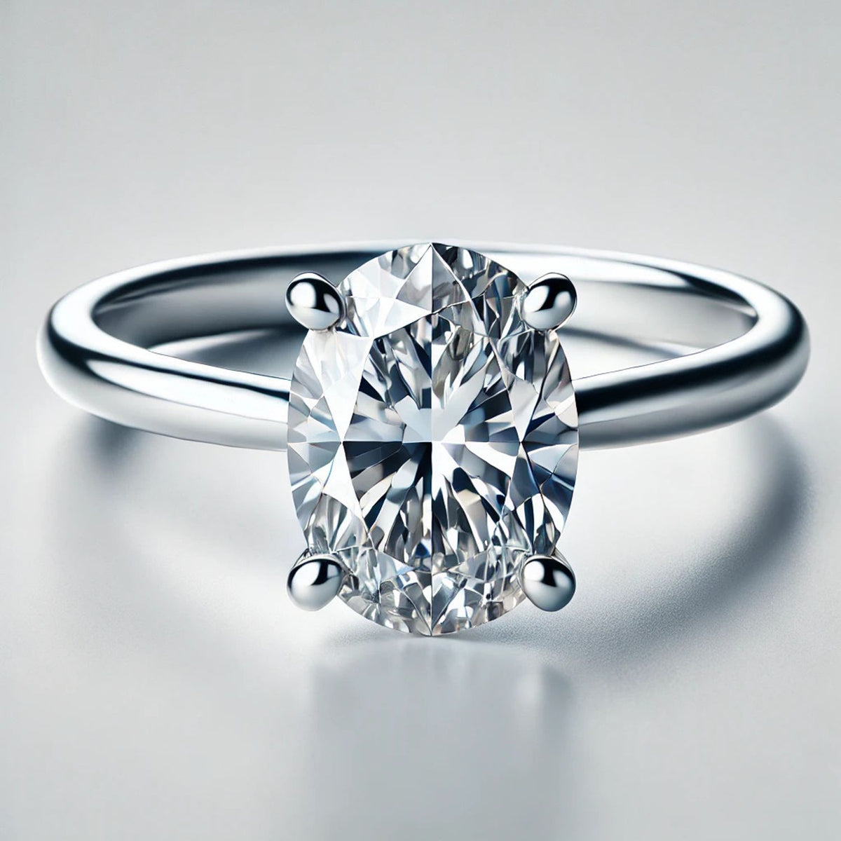 14K Gold Oval Gemstone Classic Solitaire Ring