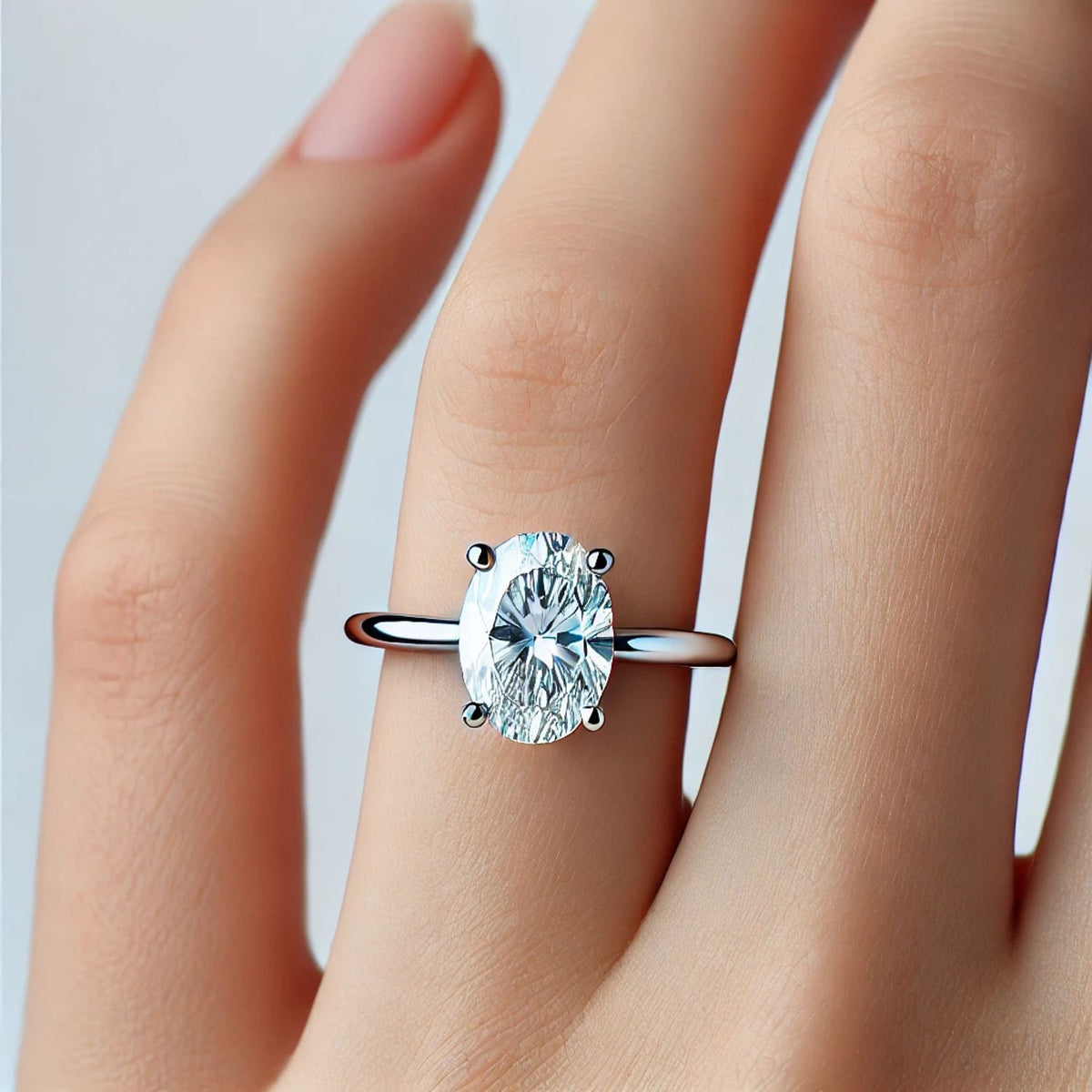 14K Gold Oval Gemstone Classic Solitaire Ring