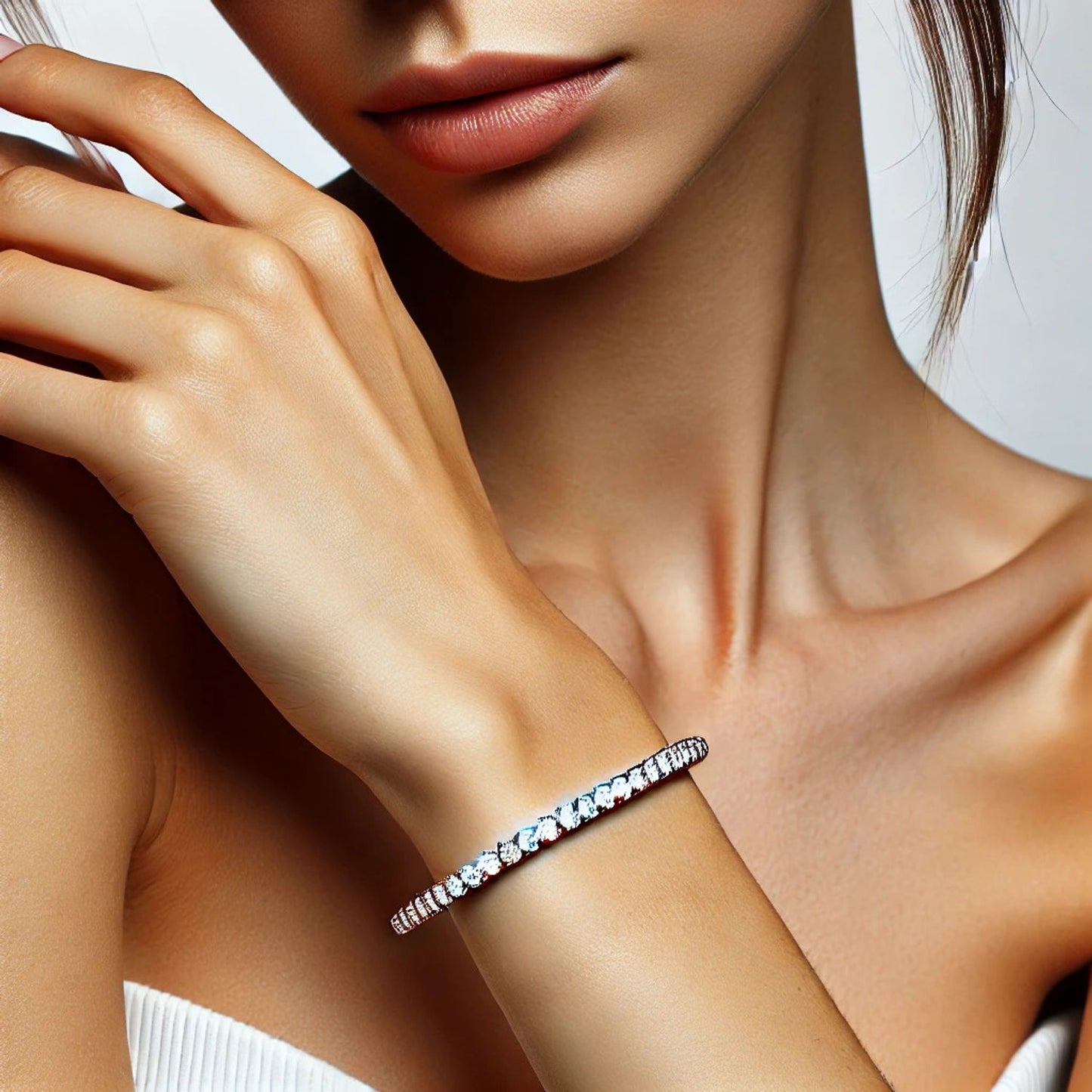 14K or 18K Gold Natural Diamond Tennis Bracelet