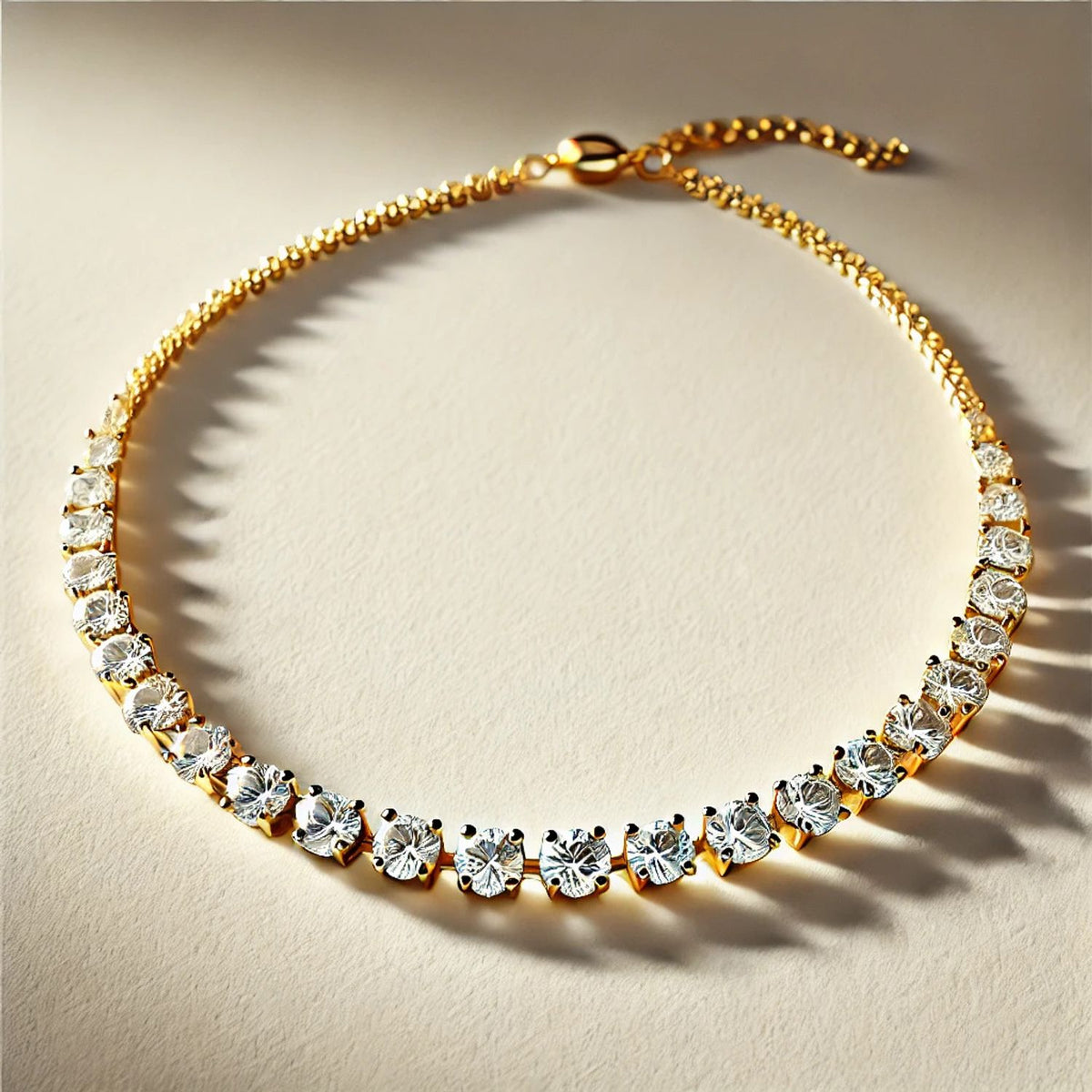 14K or 18K Gold Natural Diamond Tennis Necklace