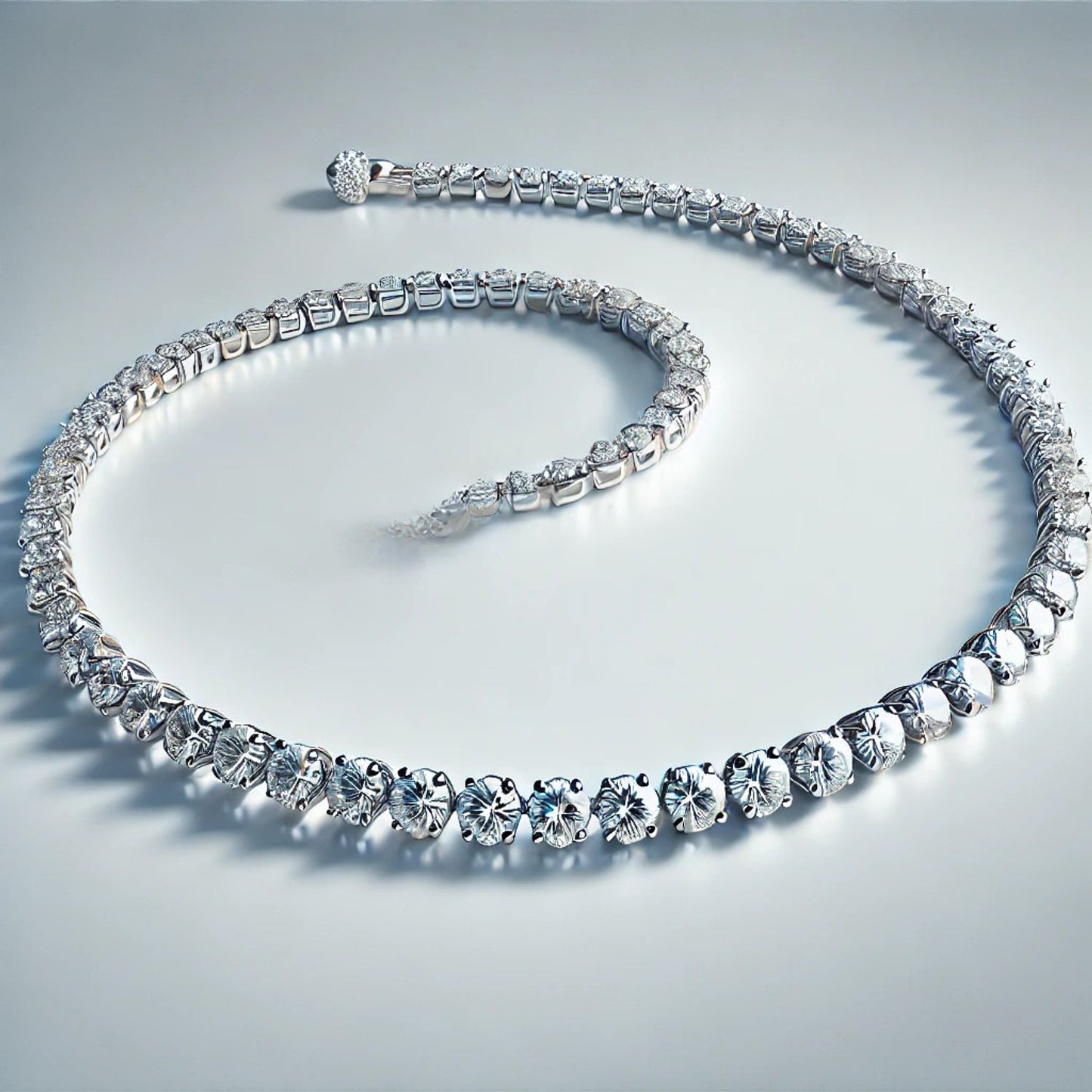 14K or 18K Gold Natural Diamond Tennis Necklace