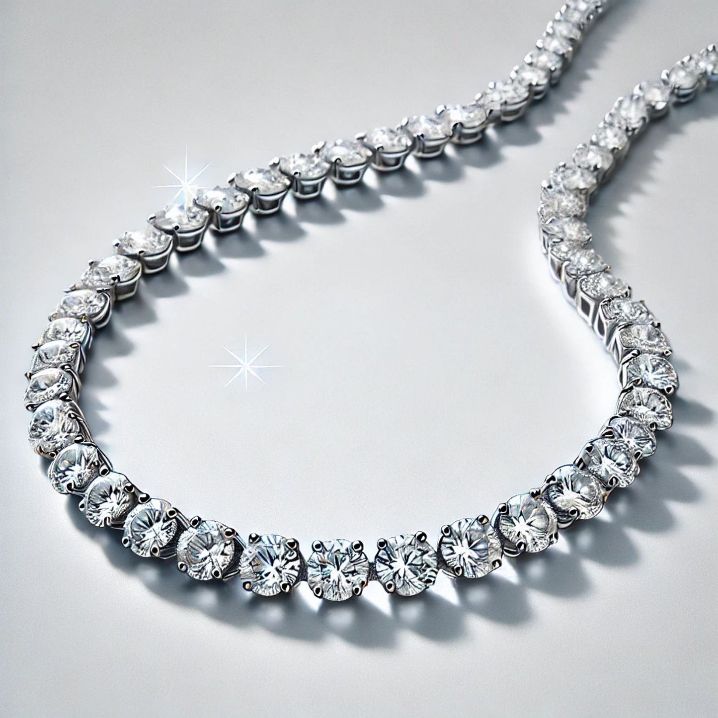 14K or 18K Gold Natural Diamond Tennis Necklace