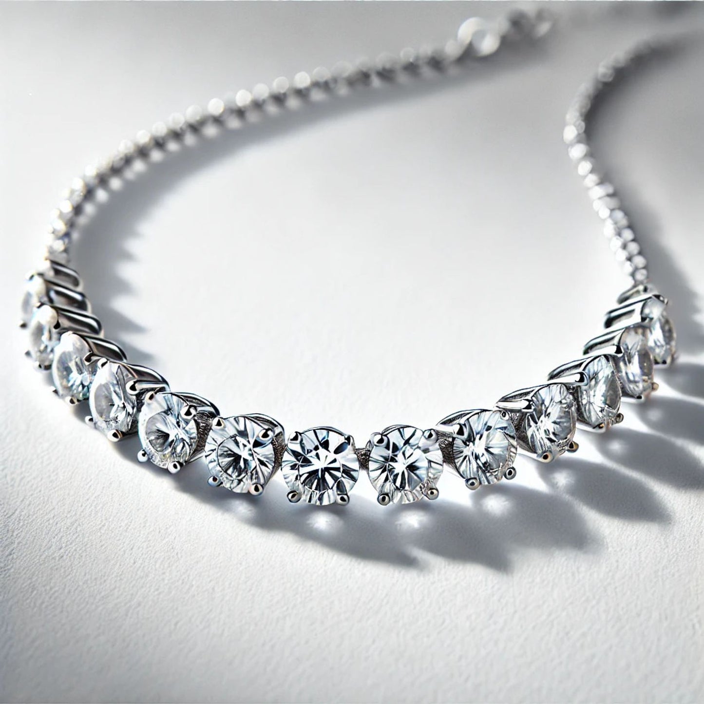 14K or 18K Gold Natural Diamond Tennis Necklace