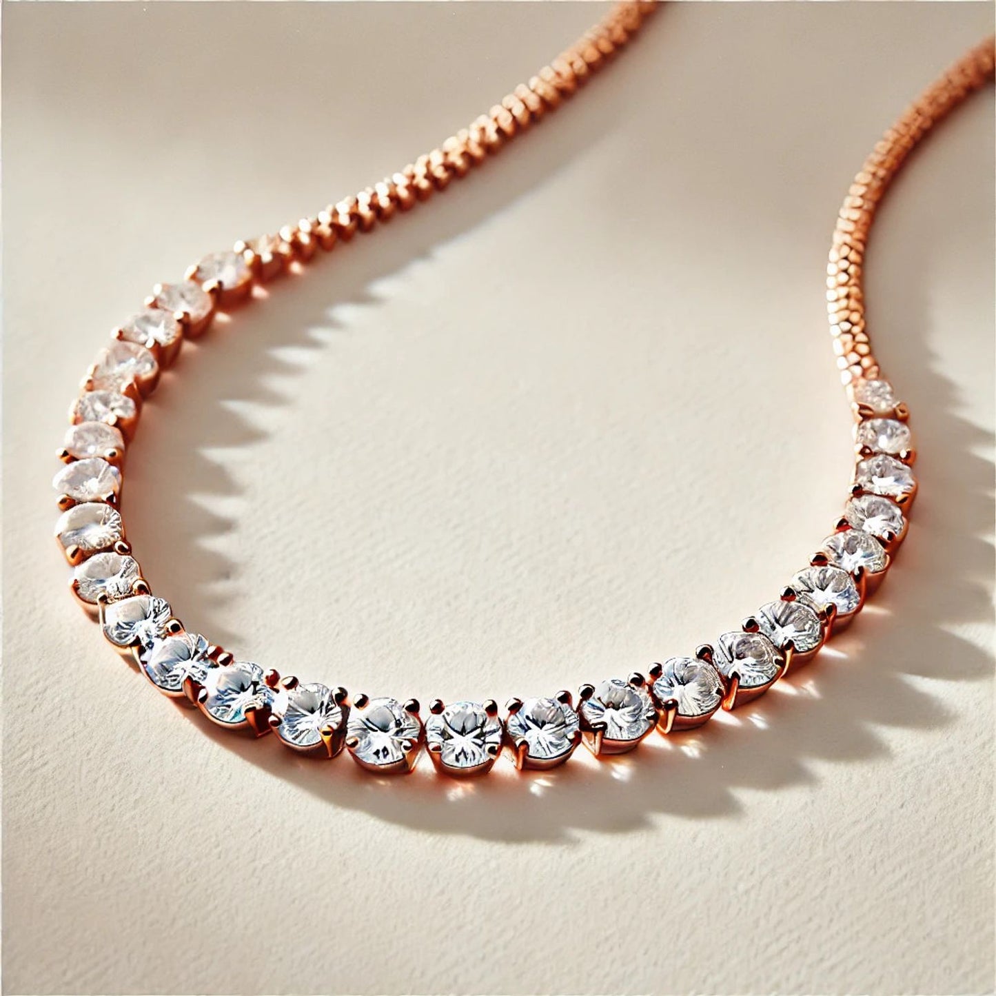 14K or 18K Gold Natural Diamond Tennis Necklace