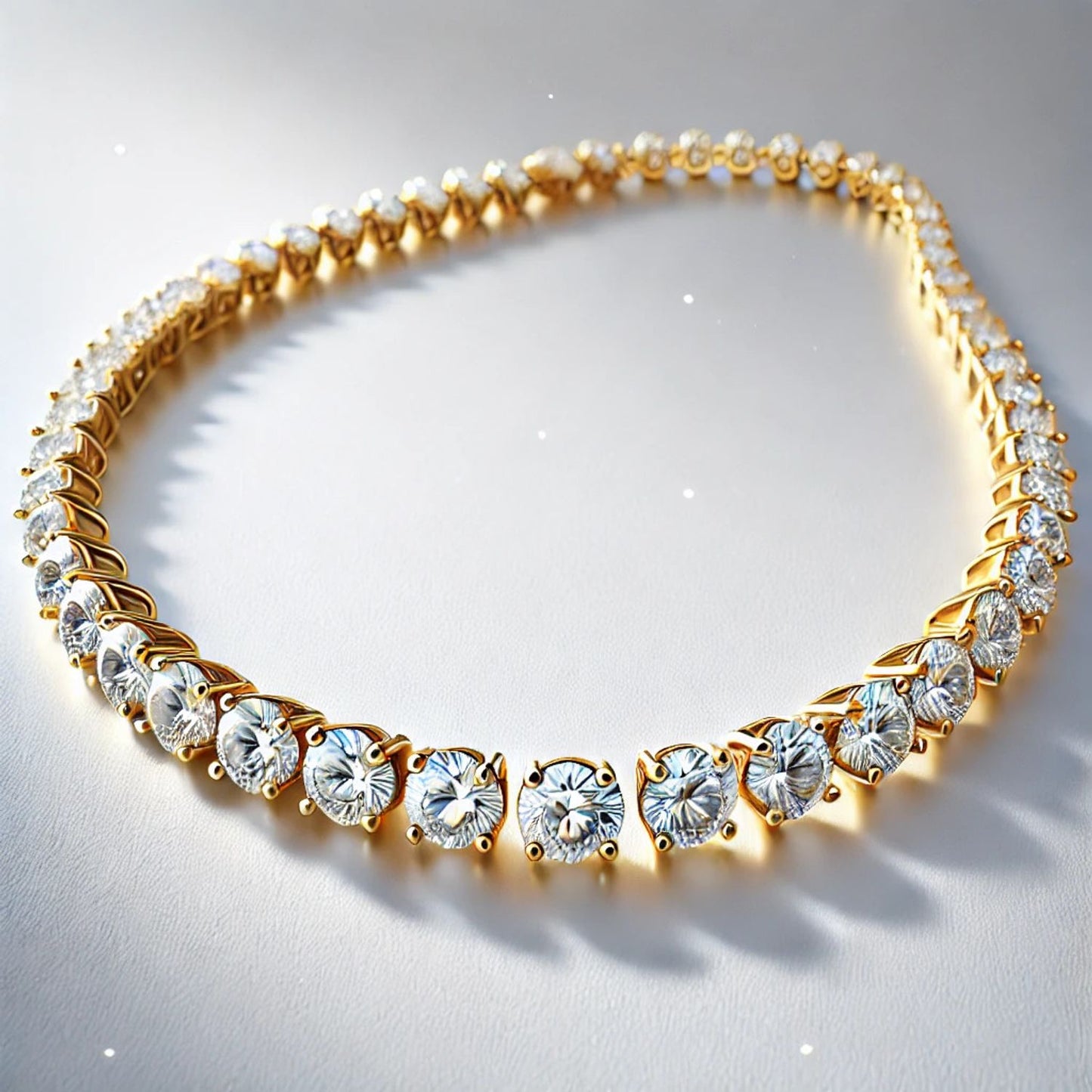 14K or 18K Gold Natural Diamond Tennis Necklace