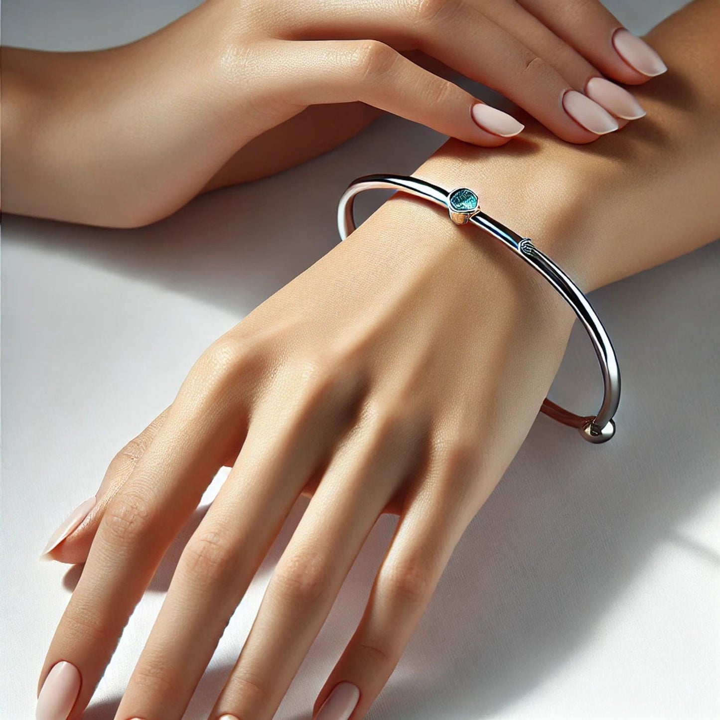 2-Birthstones Gold Bangle Bracelet