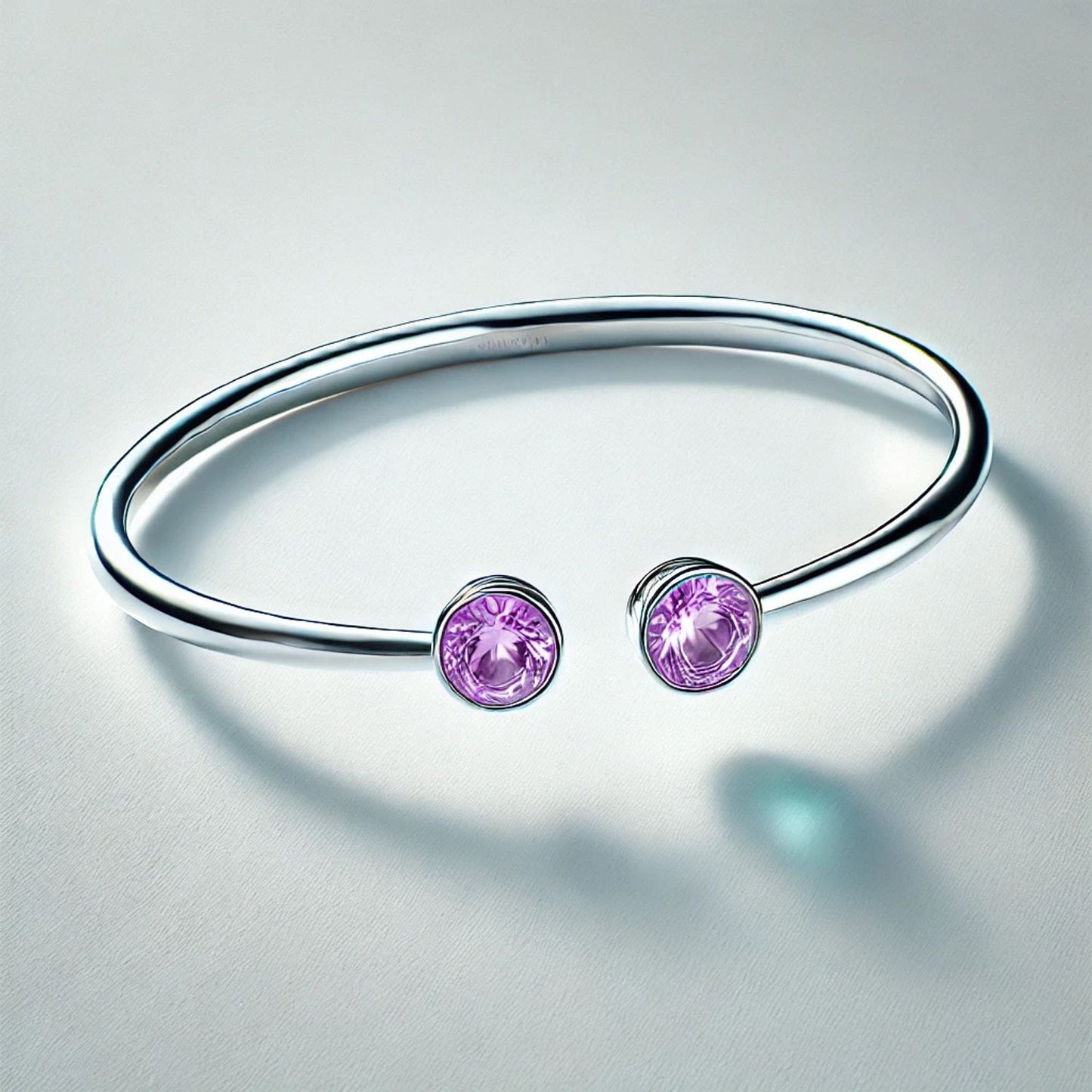 2-Birthstones Gold Bangle Bracelet
