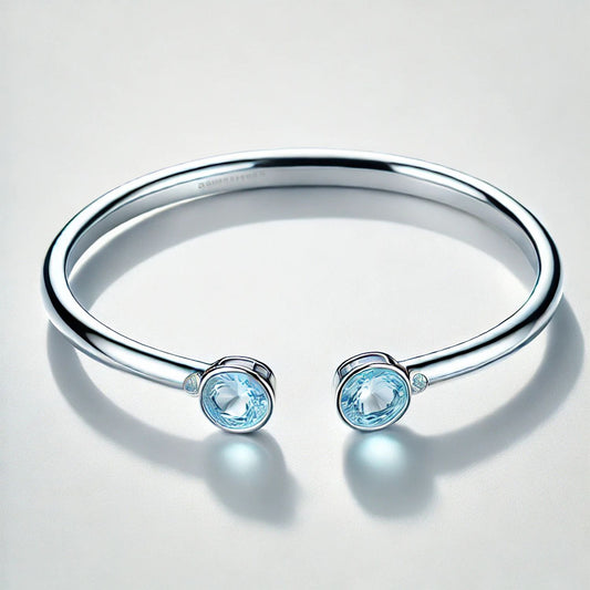 2-Birthstones Gold Bangle Bracelet