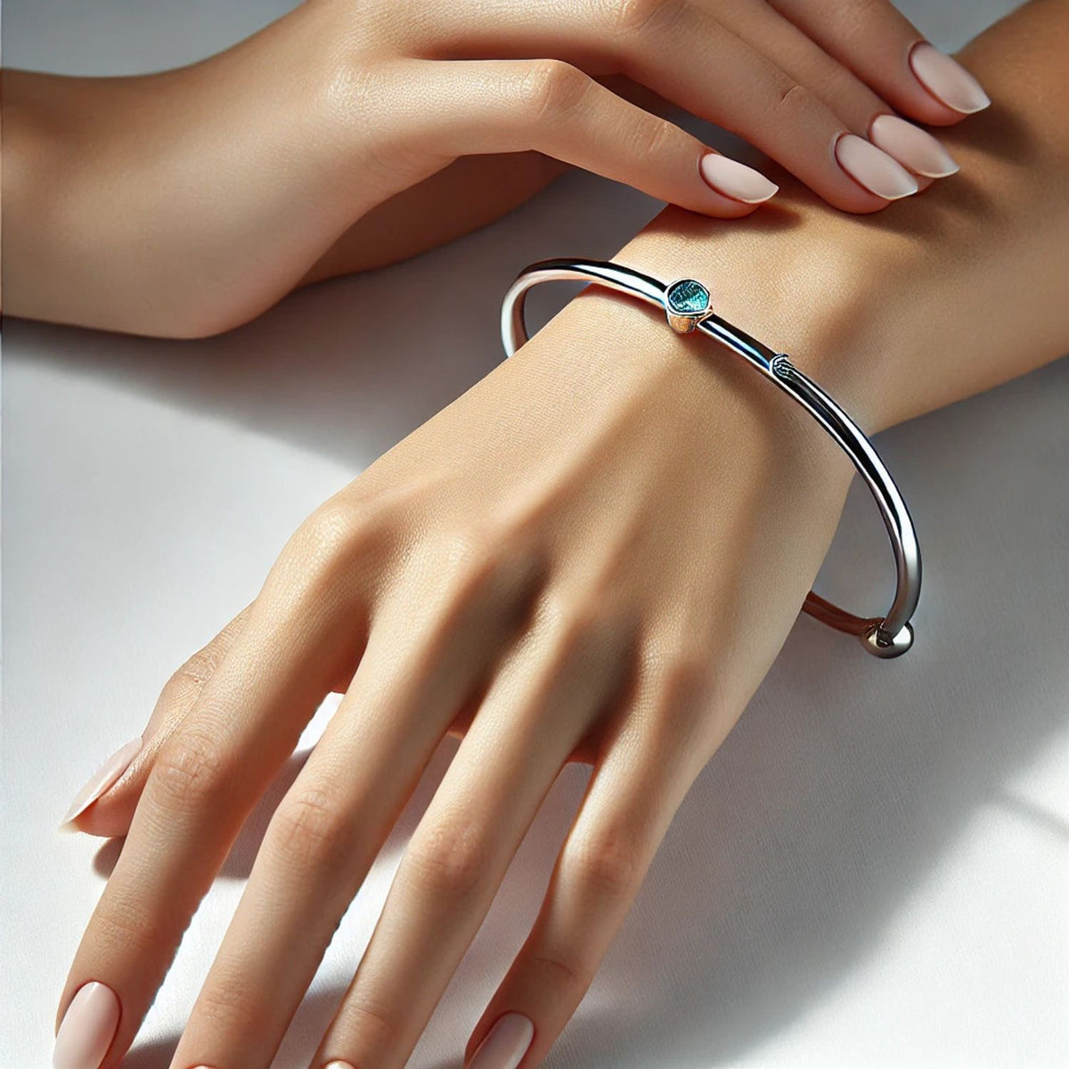 2-Birthstones Gold Bangle Bracelet