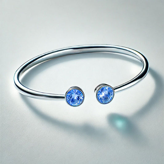 2-Birthstones Gold Bangle Bracelet