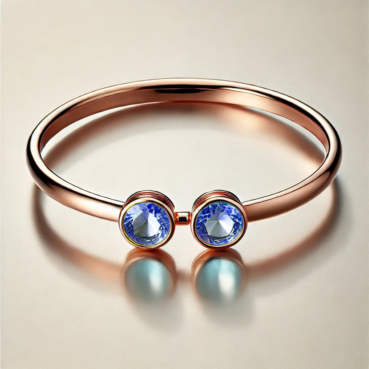 2-Birthstones Gold Bangle Bracelet