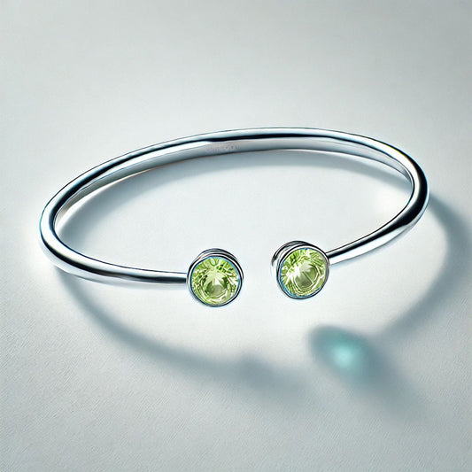 2-Birthstones Gold Bangle Bracelet