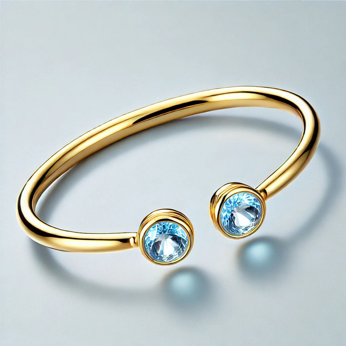 2-Birthstones Gold Bangle Bracelet