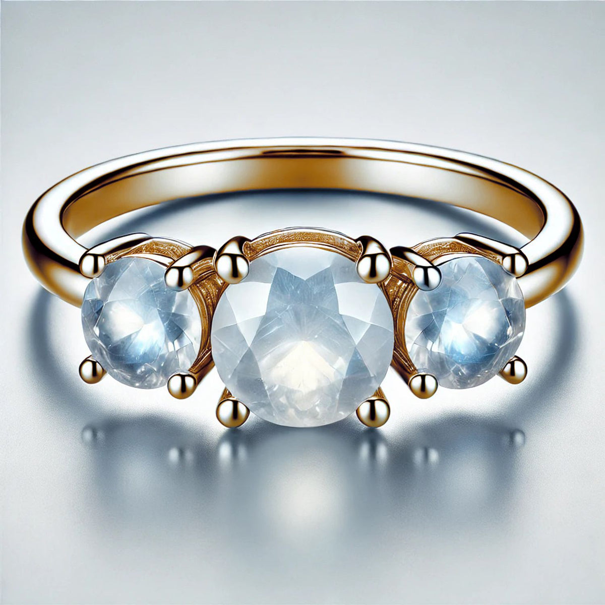 3-Stone Mother of Pearl or Moonstone Engagement Ring