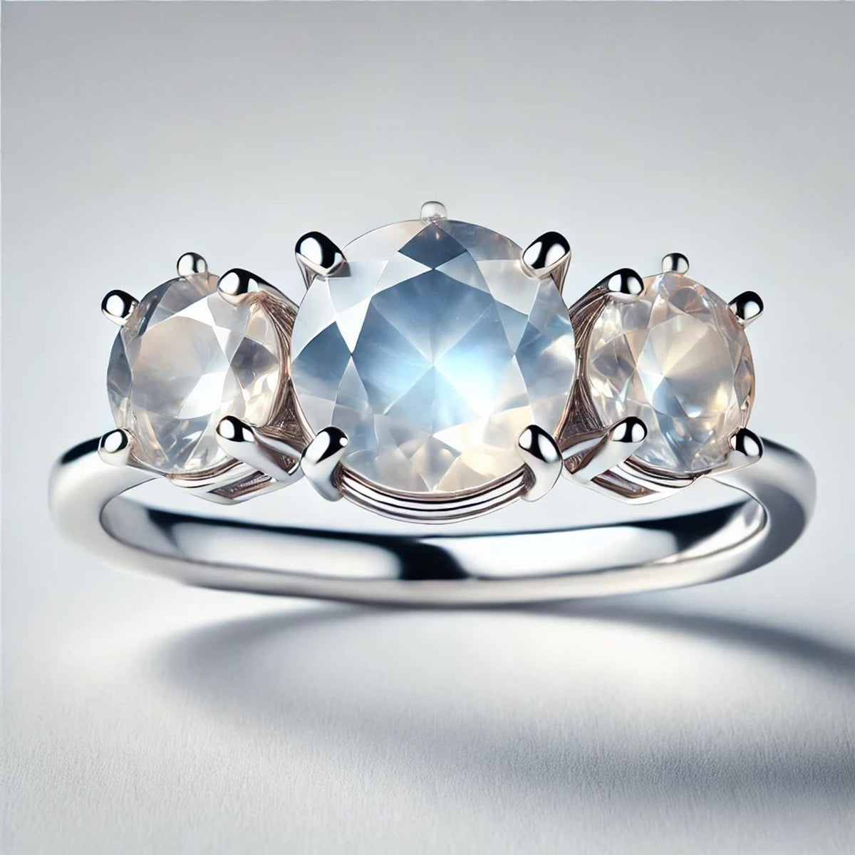 3-Stone Mother of Pearl or Moonstone Engagement Ring