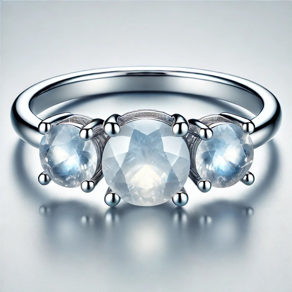 3-Stone Mother of Pearl or Moonstone Engagement Ring