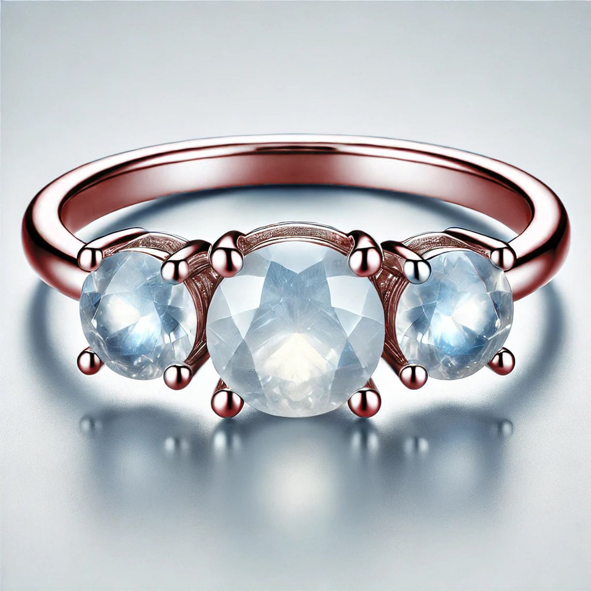 3-Stone Mother of Pearl or Moonstone Engagement Ring