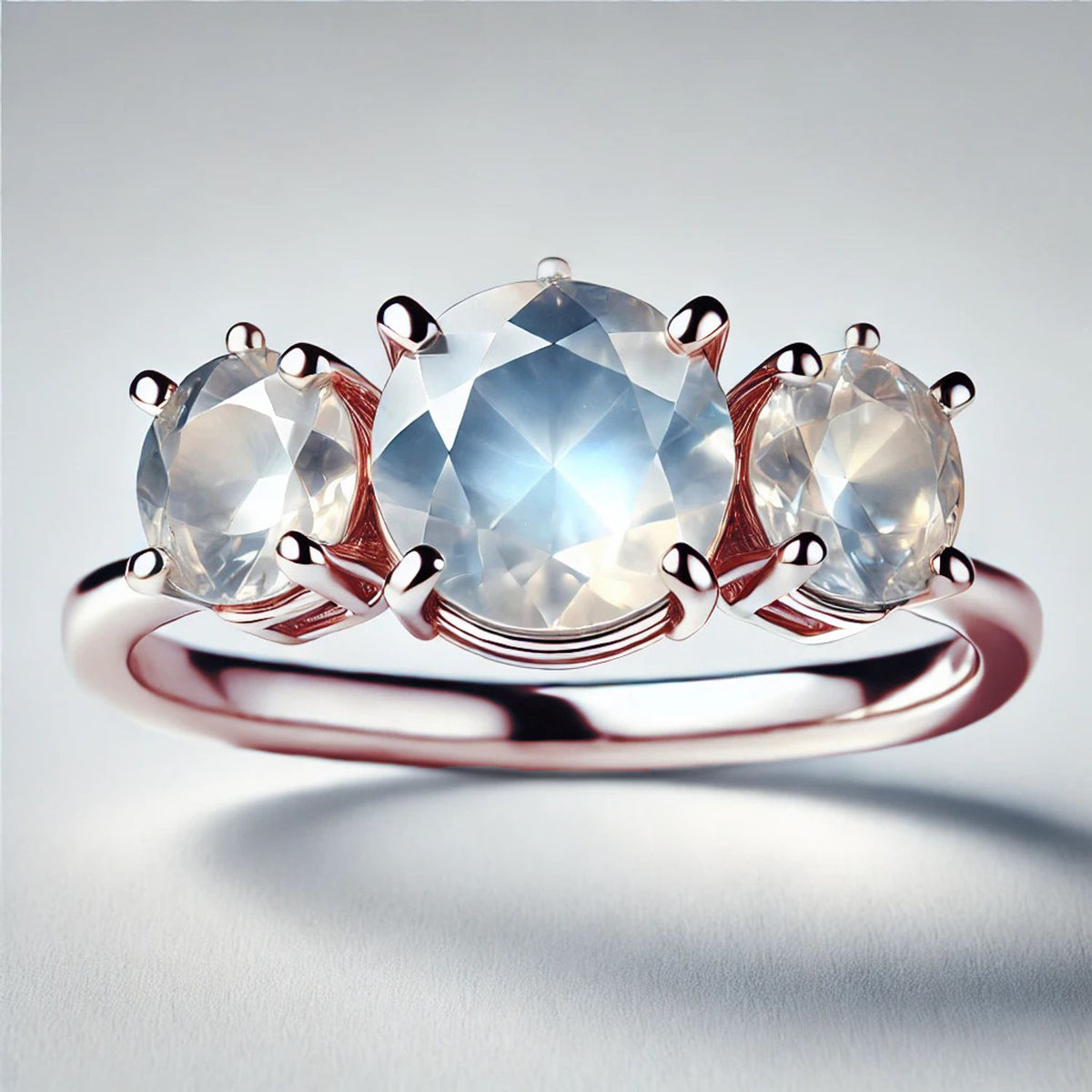 3-Stone Mother of Pearl or Moonstone Engagement Ring
