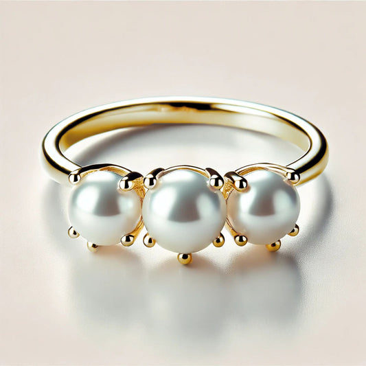 3-Stone Mother of Pearl or Moonstone Engagement Ring