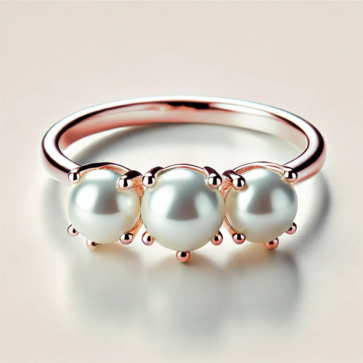 3-Stone Mother of Pearl or Moonstone Engagement Ring