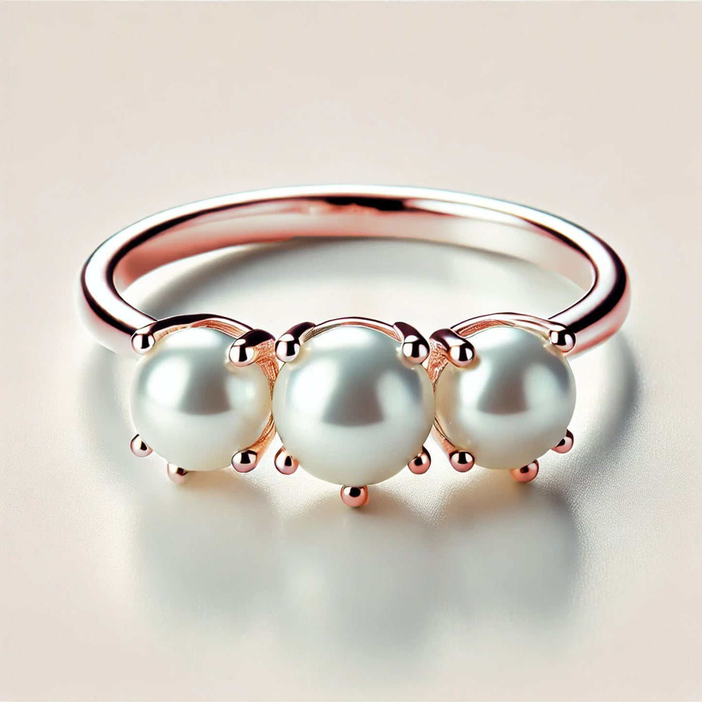 3-Stone Mother of Pearl or Moonstone Engagement Ring