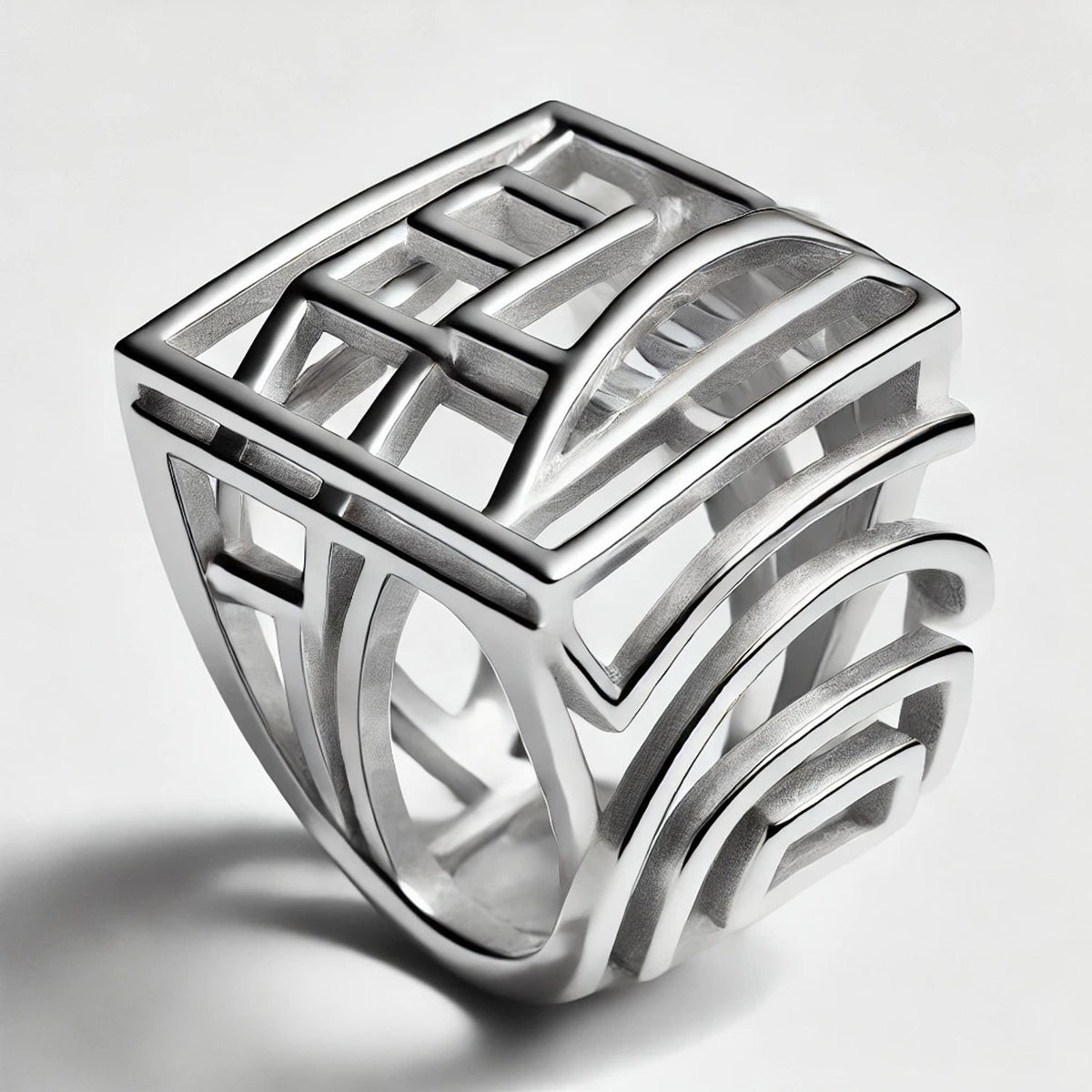 Silver or Gold Abstract Artistic Vintage Band Ring