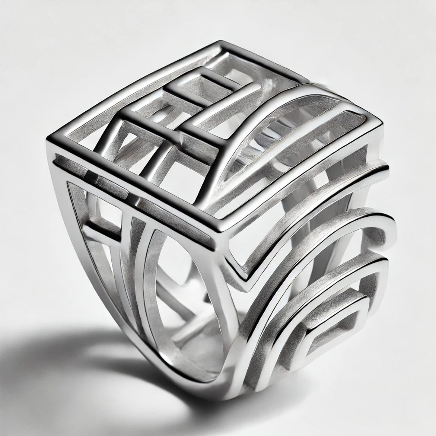 Silver or Gold Abstract Artistic Vintage Band Ring