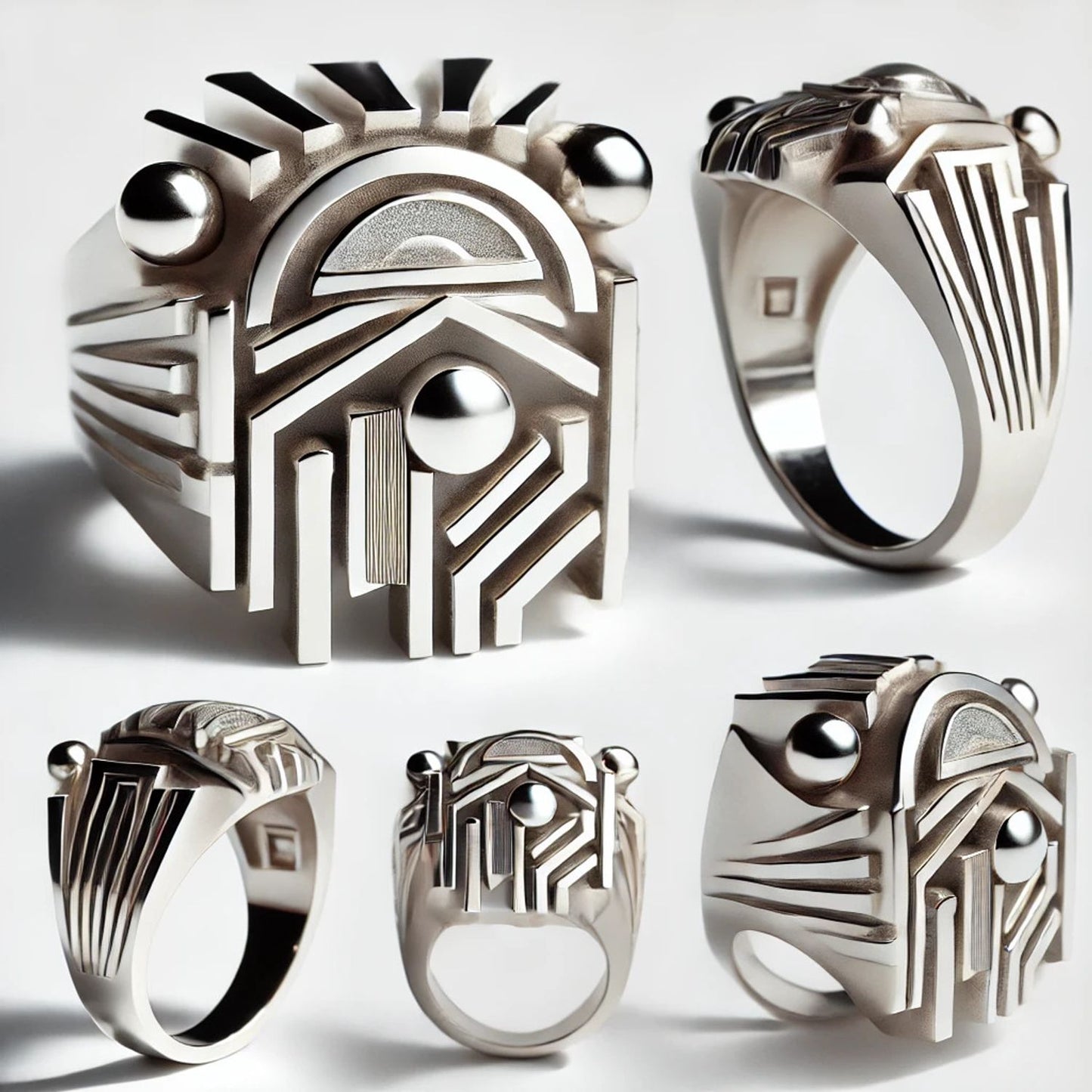 Silver or Gold Abstract Artistic Vintage Band Ring