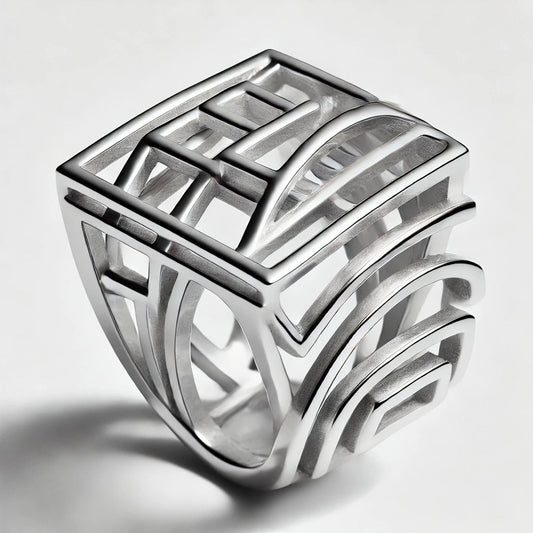 Silver or Gold Abstract Artistic Vintage Band Ring