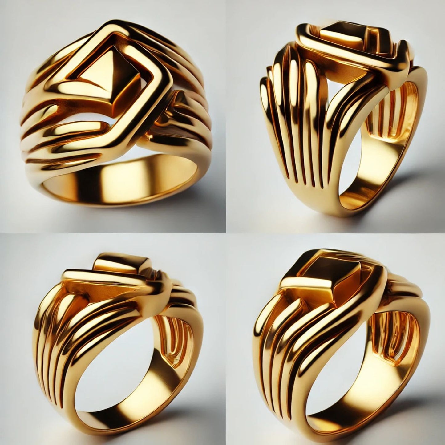 Silver or Gold Abstract Artistic Vintage Band Ring