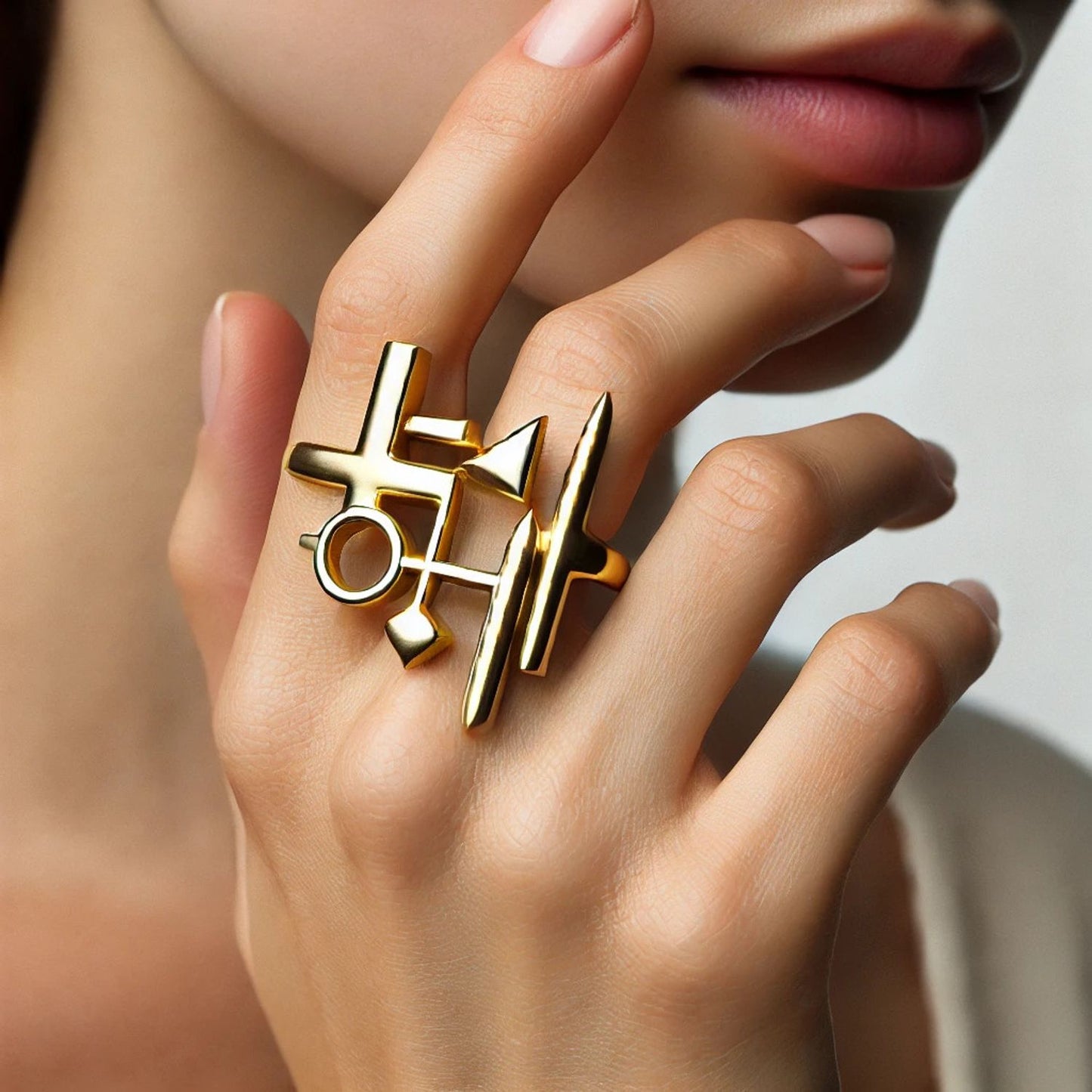 Silver or Gold Abstract Artistic Vintage Band Ring