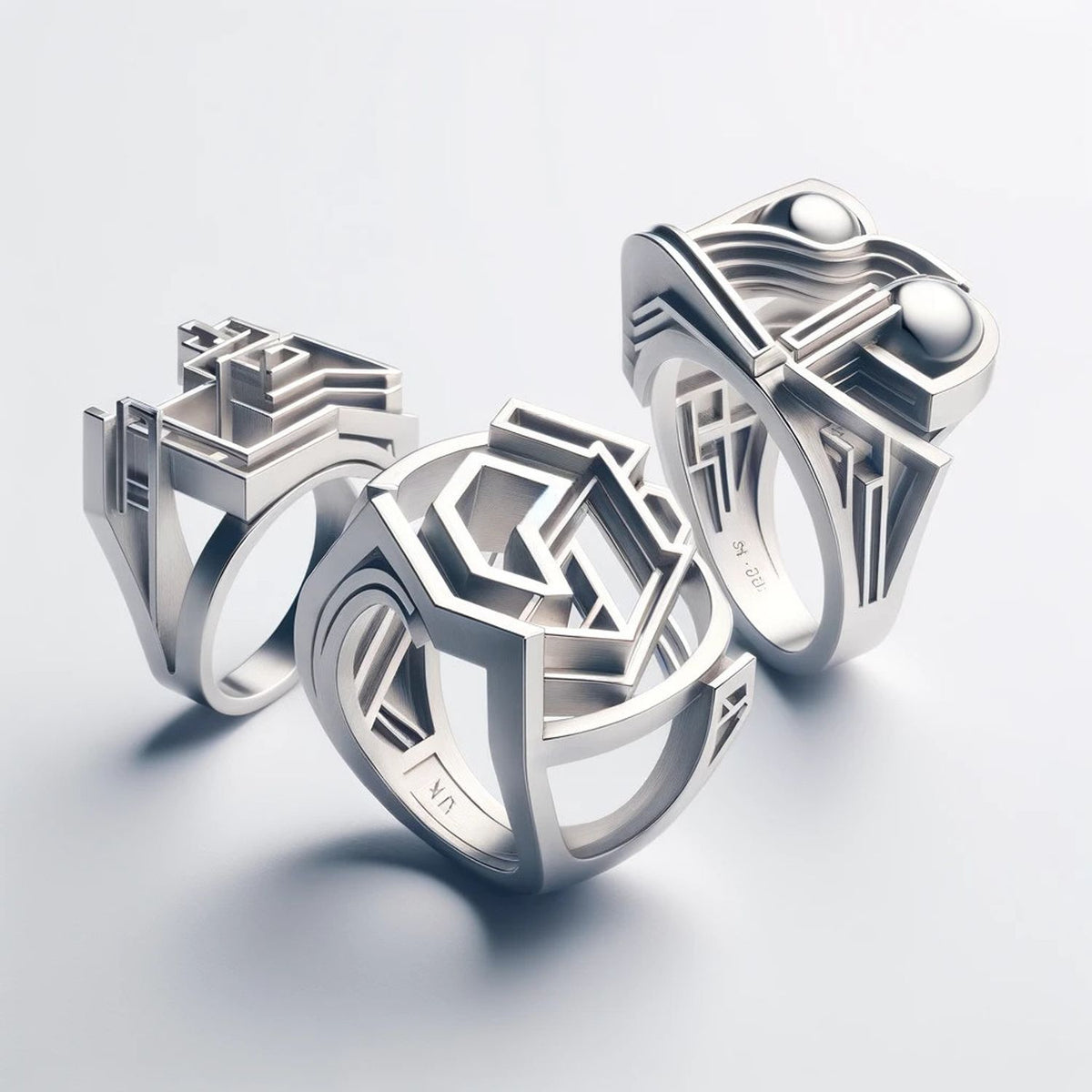 Silver or Gold Abstract Artistic Vintage Band Ring