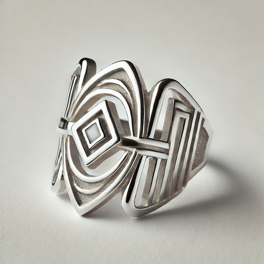 Silver or Gold Abstract Artistic Vintage Band Ring