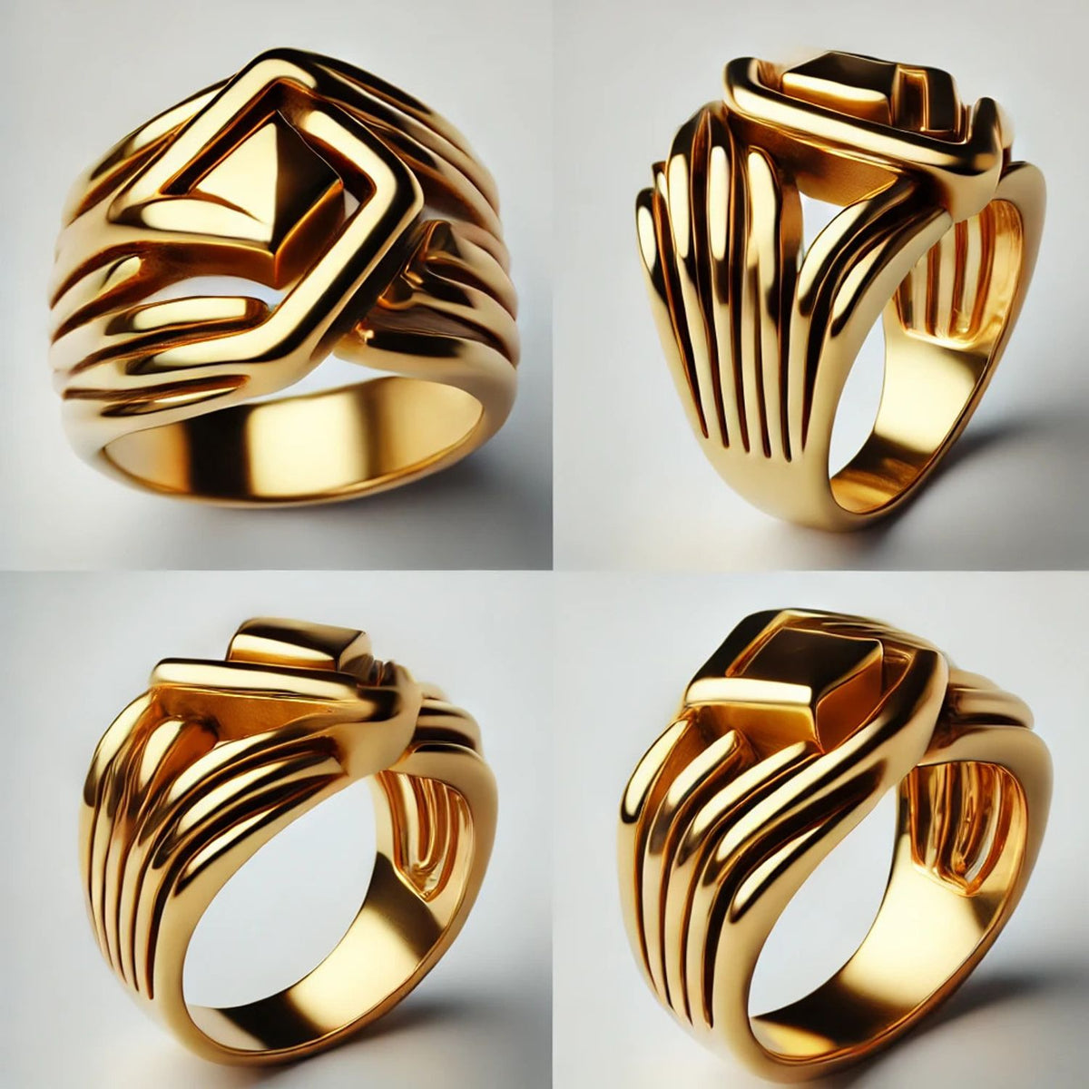 Silver or Gold Abstract Artistic Vintage Band Ring
