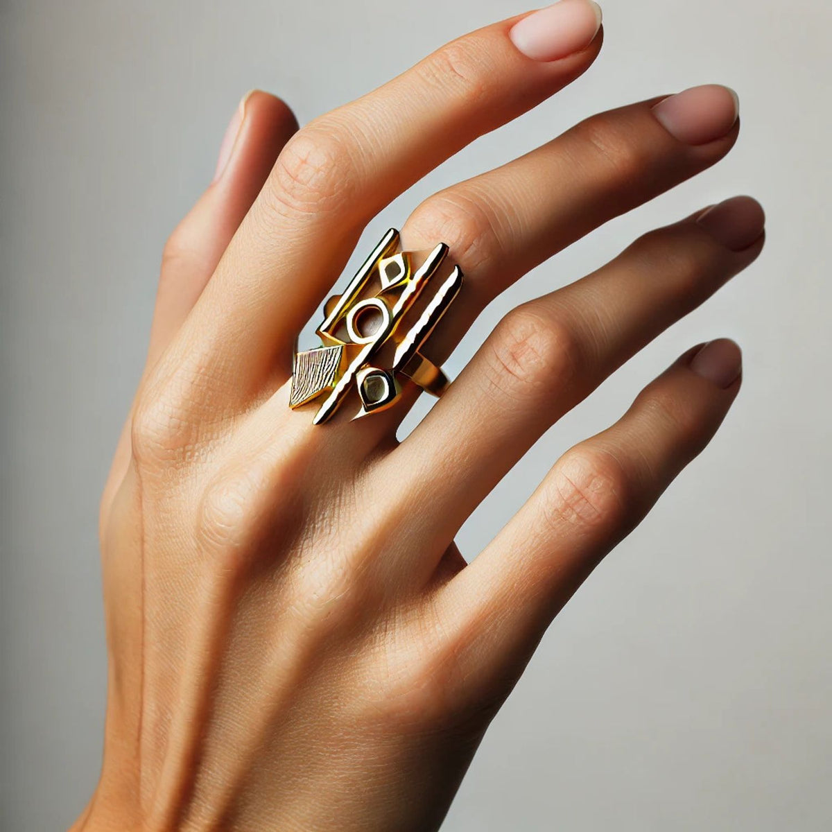 Silver or Gold Abstract Artistic Vintage Band Ring