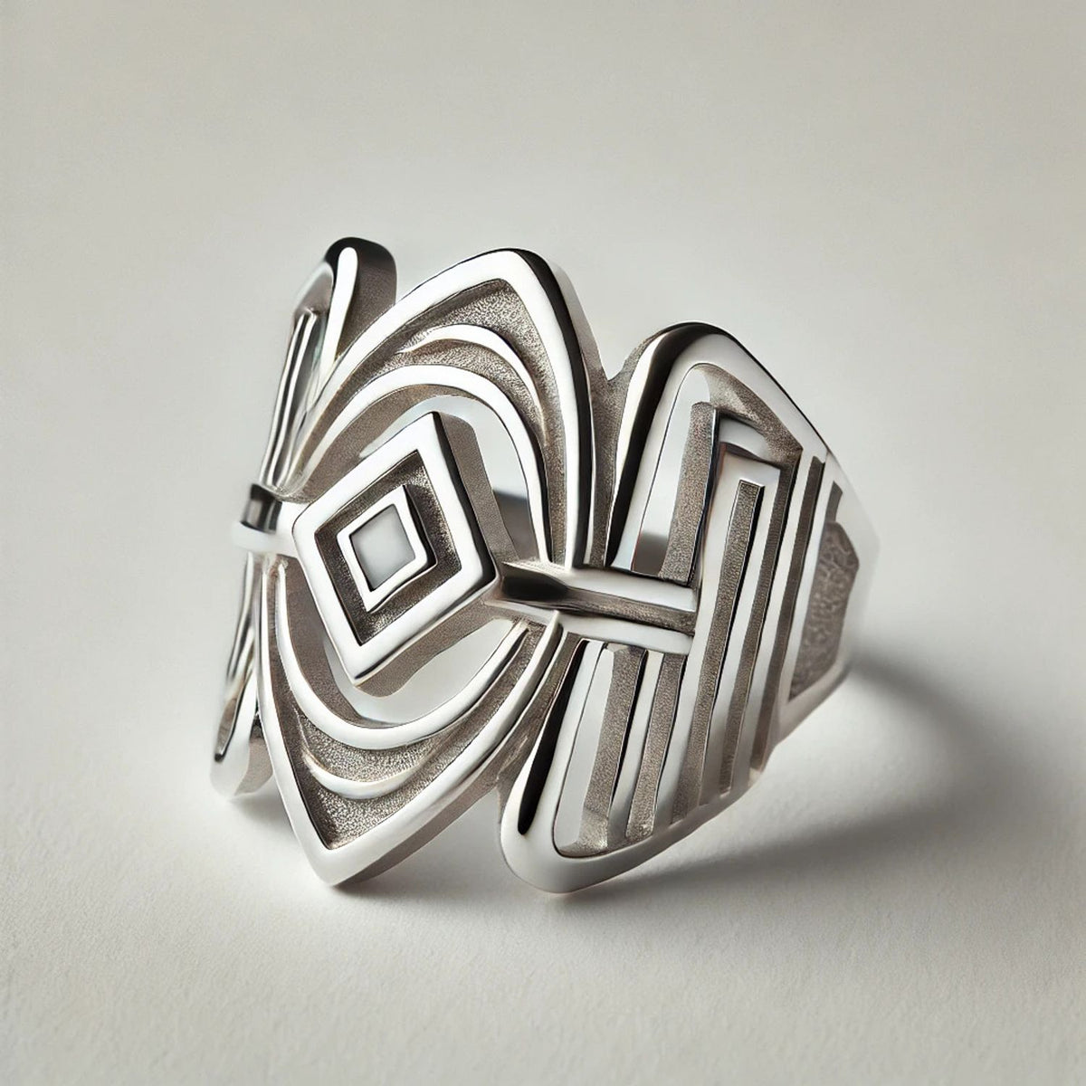 Silver or Gold Abstract Artistic Vintage Band Ring
