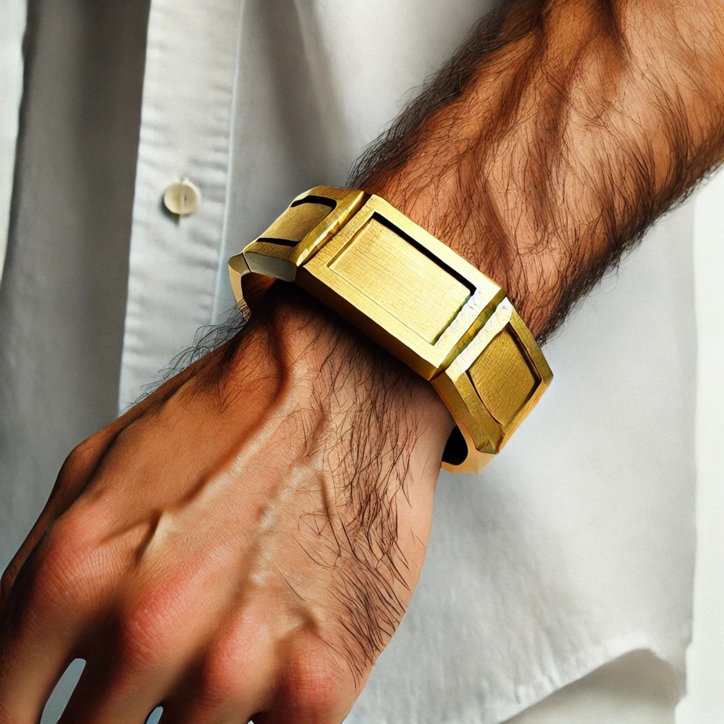 Solid Gold Massive Brutal Bangle Bracelet