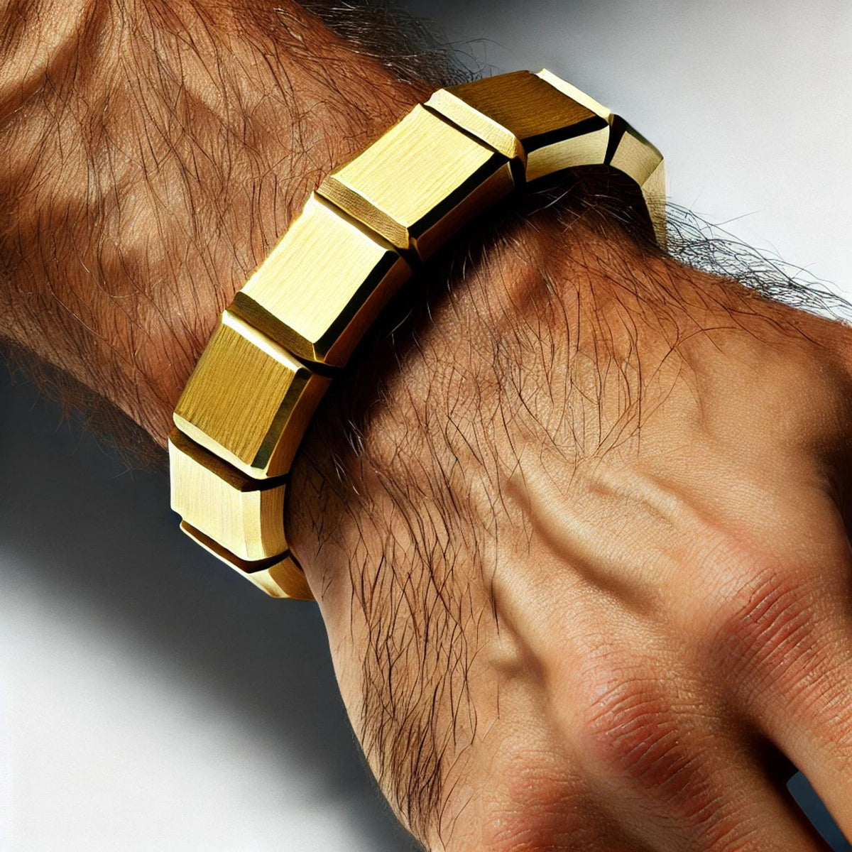 Solid Gold Massive Brutal Bangle Bracelet