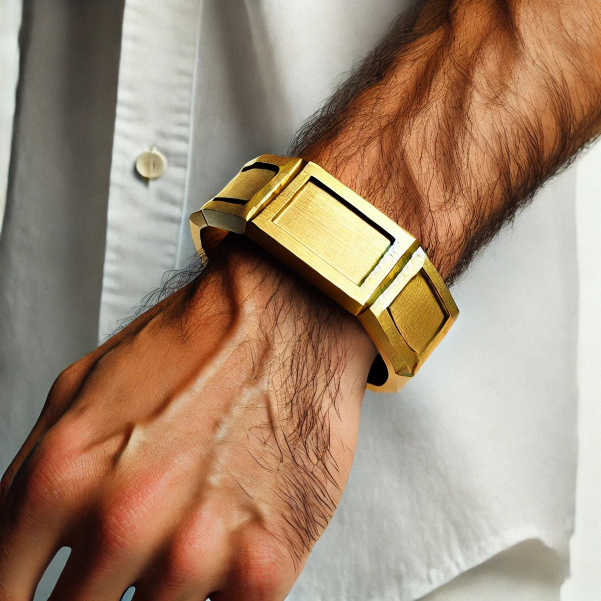 Solid Gold Massive Brutal Bangle Bracelet