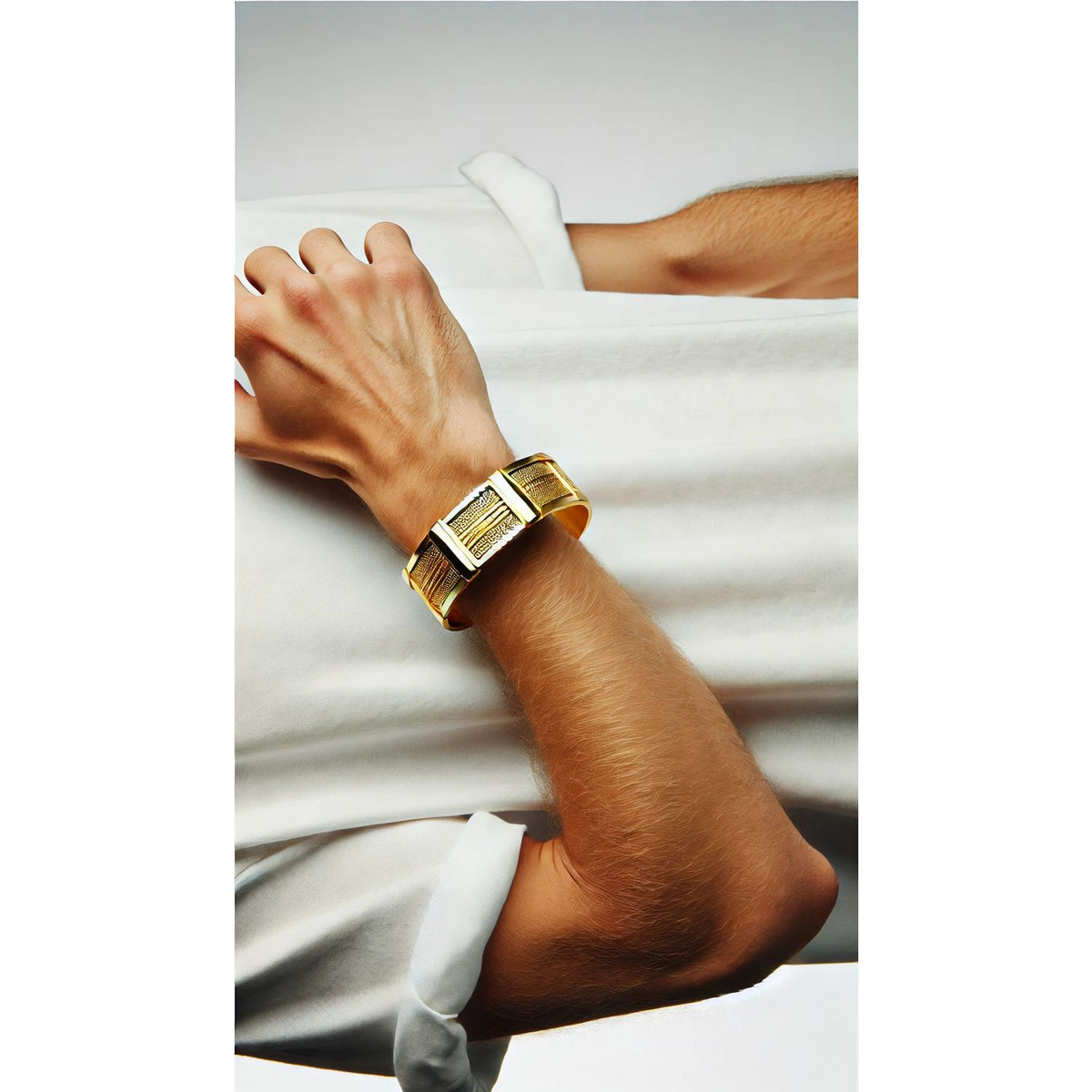 Solid Gold Massive Brutal Bangle Bracelet