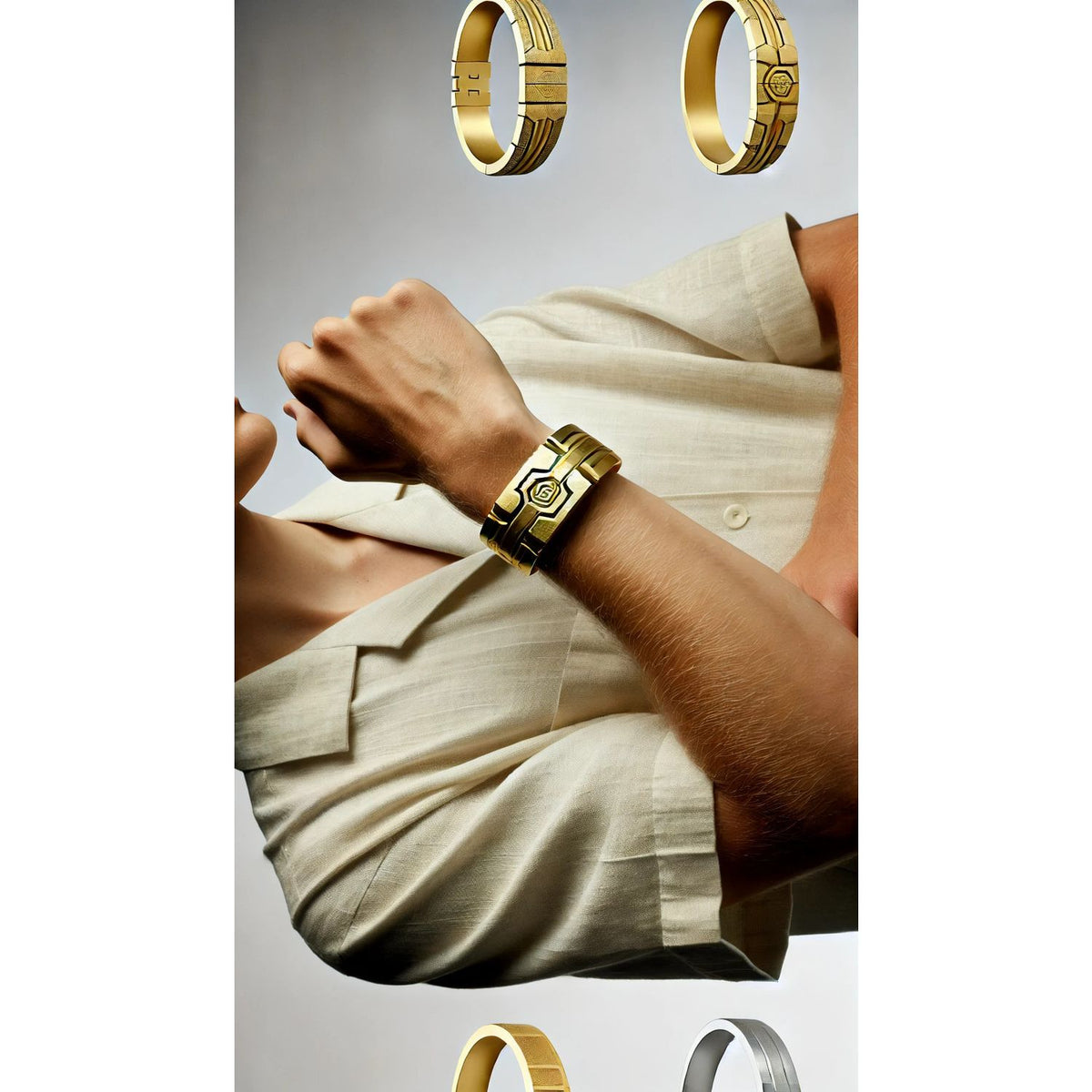 Solid Gold Massive Brutal Bangle Bracelet