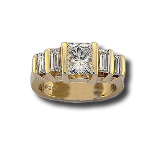 18K Yellow Gold Classic Stone Ring - 1.17 ct