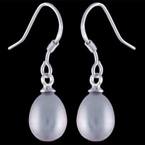 Drop Earrings With Oval White Pearl